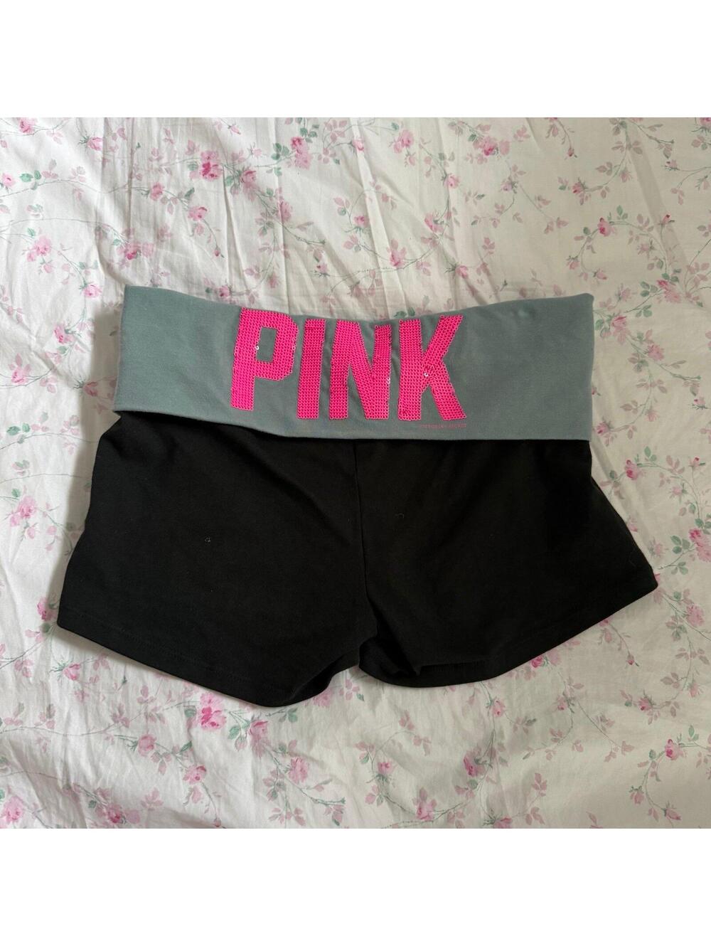 Y2K PINK Victoria Secret Bling YOGA SHORTIE SHORTS